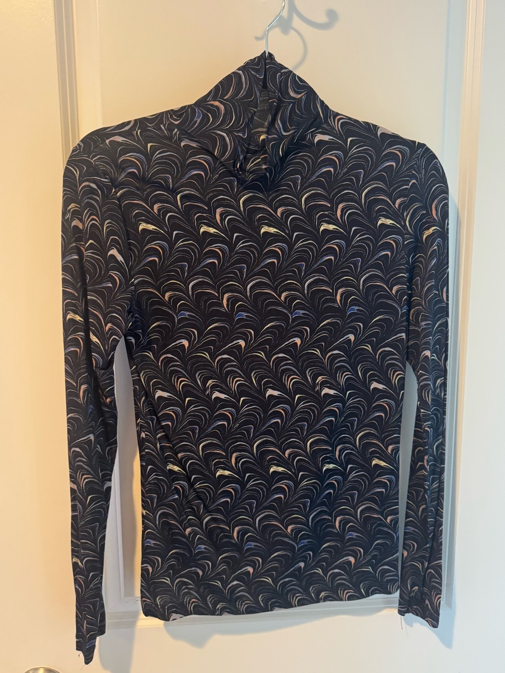 Ulla Johnson Aurelia Long Sleeved Turtleneck Obsidian Marbled Print | S - Picture 3 of 6